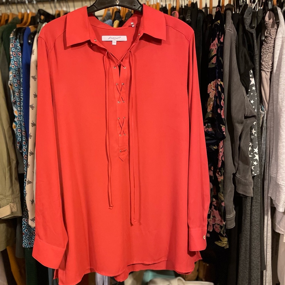 New! No tags but never worn lace up blouse from Foxcroft.